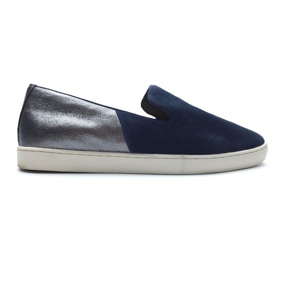 BIRDIES Slip-On Sneaker Night Sky Suede Metallic Sparkle Navy Casual Preppy Boho - Picture 1 of 9